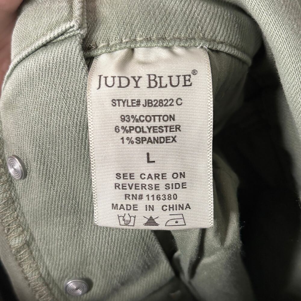 Judy Blue Denim Sage Green Overall Skirt Dress Size Large New - Picture 4 of 12